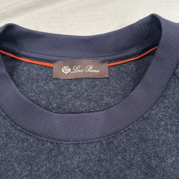 Loro Piana Mens Navy Wool Blend Crewneck Sweater - Picture 4 of 6
